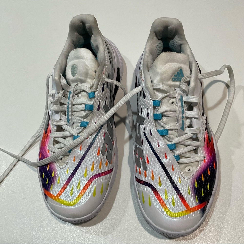 🍏🍏 Adidas Barricade White Tennis Shoes, Size 6.5